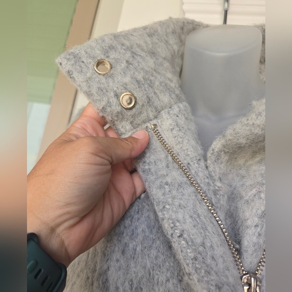 H&M Women's Wool Blend Zip Front Coat, Gray, Size 2 - Picture 8 of 15